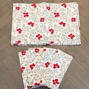 Kate Spade Set of 4 Red Floral Placemat & Napkin Set